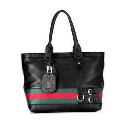 1:1 Gucci 247575 Gucci Heritage Large Tote Bags-Black Leather